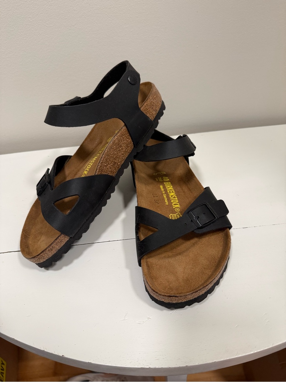 Birkenstock Black Women's Cork Footbed Adjustable Strap Sandals